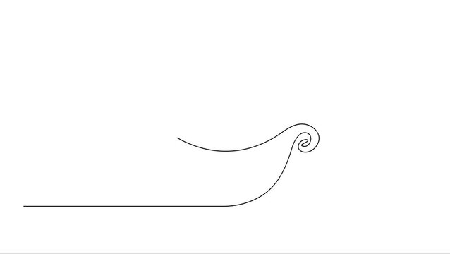 Animated self drawing Continuous one line drawing of Minimalist wave line, decorative swirl, elegant curve, simple design element