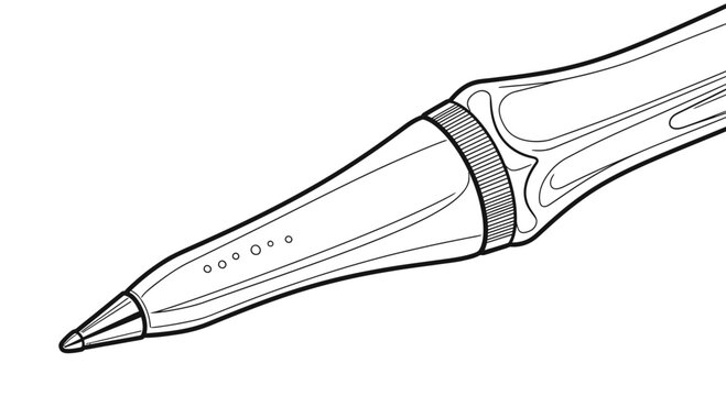 Detailed Line Art Illustration of a Ballpoint Pen Tip