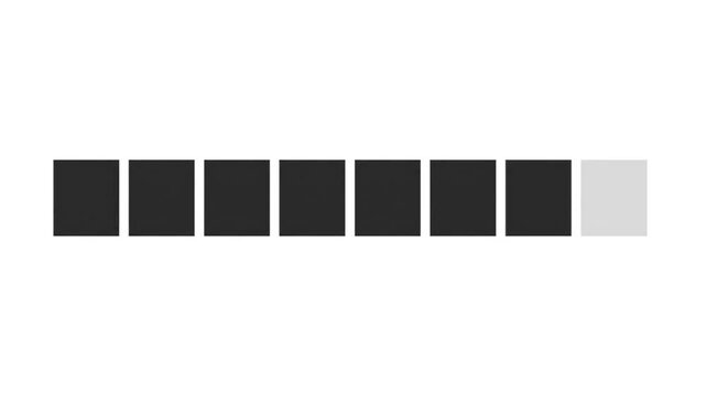 A progress bar with eight black squares and one white square, indicating loading or completion status.