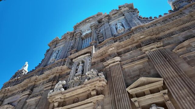 Gallipoli, Italy. The main facade of the Cathedral of Saint Agatha. The church is one of the main landmark of the town
