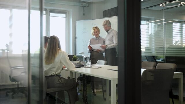Business people, team, employees or collaboration with digital tech for planning, networking or diversity