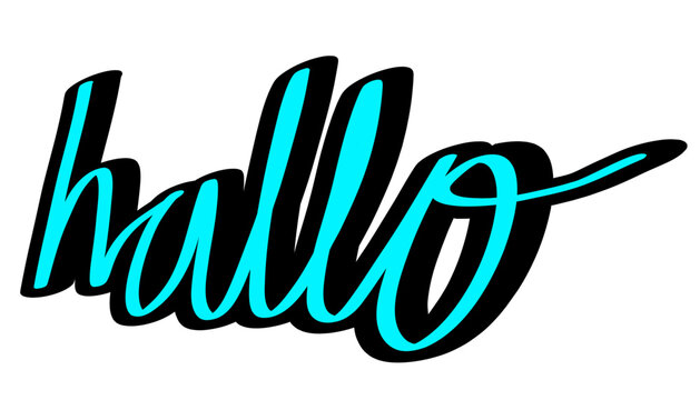 Teal Hello Word Script Font.