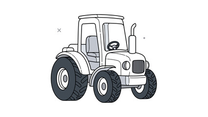 Obraz premium Simple line drawing illustration shows a modern agricultural tractor used for heavy duty farming and field operations.
