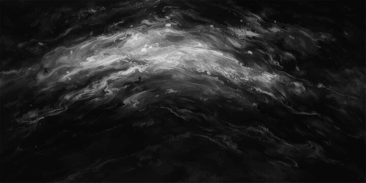 Abstract texture of rain drops falling on a dark black background during a stormy night with motion blur and blue light reflections on the water