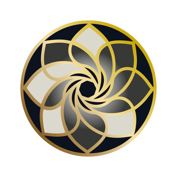 Golden gradient floral mandala logo icon &ndash; luxury abstract circular vector design