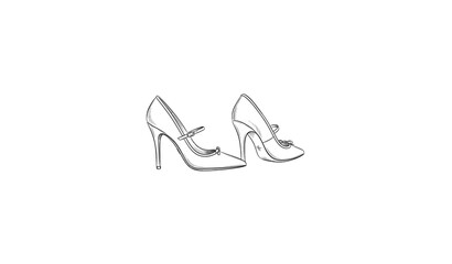 Naklejka premium Hand drawn female high heels vector illustration stylish fashion shoe sketch isolated on white