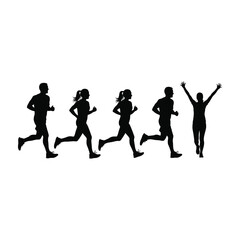 Fototapeta premium People running in silhouette fitness motivation