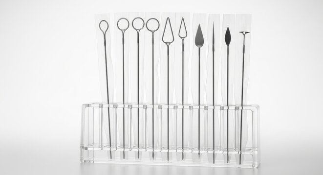 Sterile Inoculation Loops in a Laboratory Rack