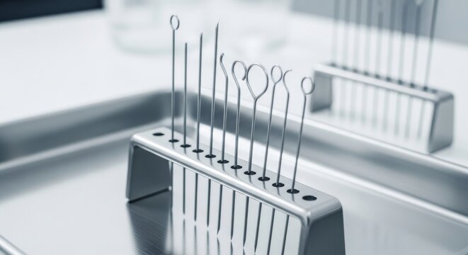 Sterile Inoculation Needles and Wires in Laboratory Holder