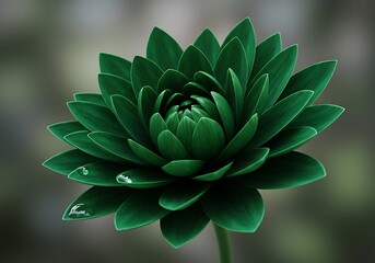 Fototapeta premium Emerald Lotus Bloom: Deep Green 3D Render