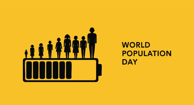 World Population Day Concept. Minimalist Illustration. Flat Graphic Design. Social Awareness Poster.