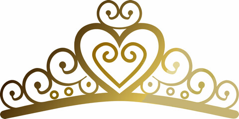 golden tiara illustration with ornate details on white background © Shobuj