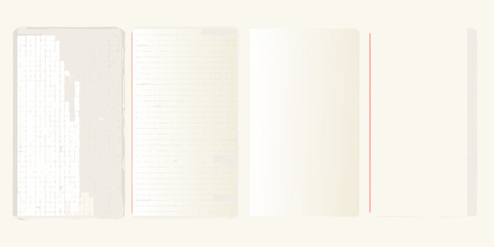 open notebook pages with blank and lined paper flat lay