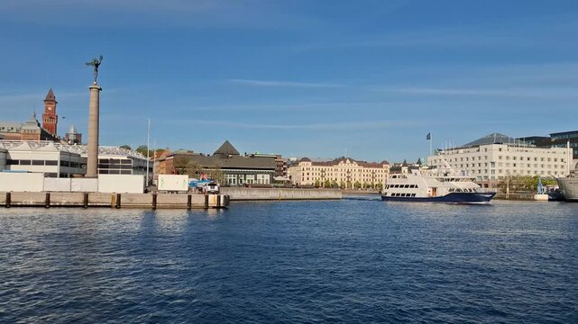 Waterfront pavilion and conference venue ahead of NATO foreign ministers meeting in Helsingborg Sweden
