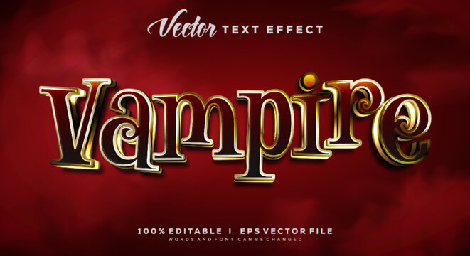 Editable vampire 3d text effects, gold colors. Text style effects.