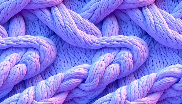 Vibrant purple yarn braided textile closeup.