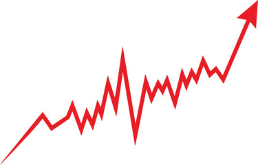 Red arrow graph line showing upward growth and financial success progress Vector © JESMIN