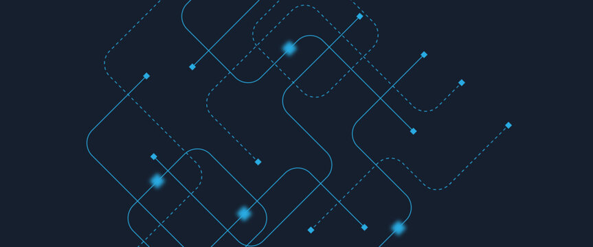 Abstract digital AI circuit board background with tech icons. Digital technology motherboard texture design. Engineering circuit board concept for poster, header, banner, website, presentation