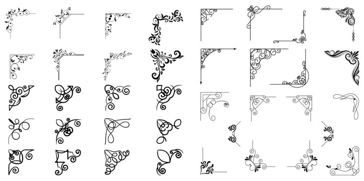 Corner ornament set decorative frame border design vector