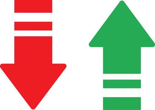 Red down arrow and green up arrow symbols for business growth and financial analysis concepts Vector