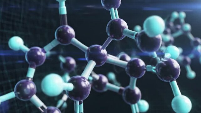Abstract molecular structure visualization against a dark background