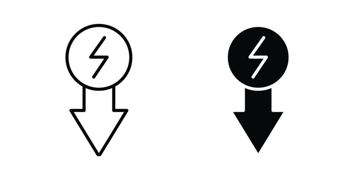 Low electricity consumption icon. thin line icon vectors