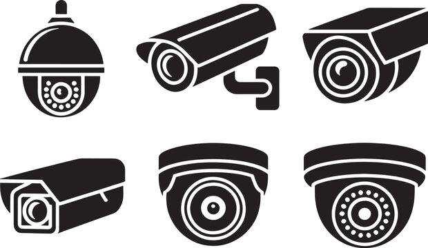 security camera icon set on white background