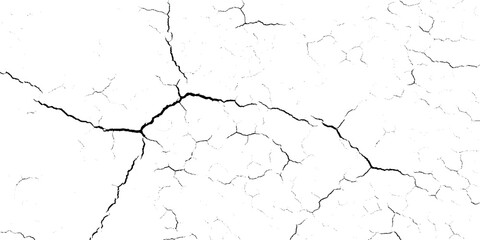 Fototapeta premium Cracked surface with deep black lines on white grunge background, Texture for design and decoration