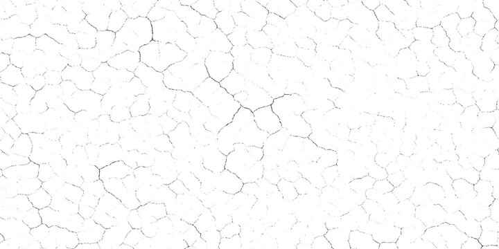 Cracked dry earth grunge texture background with white surface and black cracks pattern