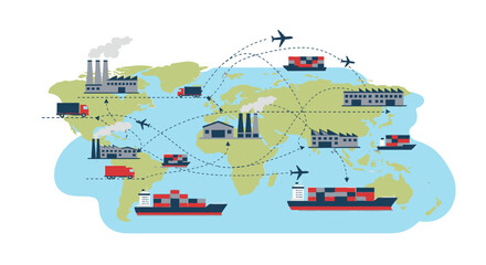 Naklejka premium Global logistics and transportation network illustration concept