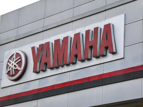 Yogyakarta 9 May 2026, Yamaha Logo And Signage On A Building Exterior Showing Company Branding And Business Identification
