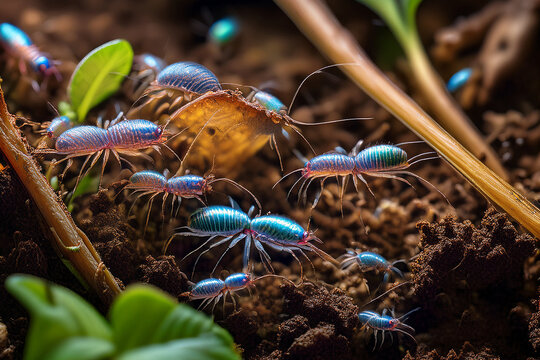 Soil microfauna showing iridescent springtail population
