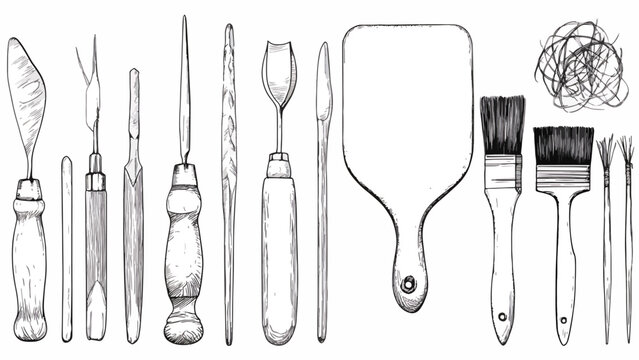 Variety of Artistic Painting Tools Displayed.