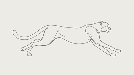 Fototapeta premium Cheetah Running Continuous Line Art Minimalist Vector Illustration
