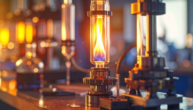 Burning Flame in a Scientific Laboratory Burner