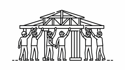 Obraz premium People working together on construction.