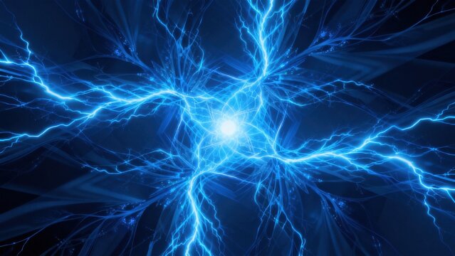 Blue electric lightning bolts