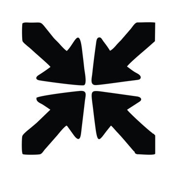 Four Arrows Vector Icon Symmetrical Imploding Diagonally Inward Minimalist Center Focus Pointer Symbol for Navigation Apps and User Interface UI UX Design