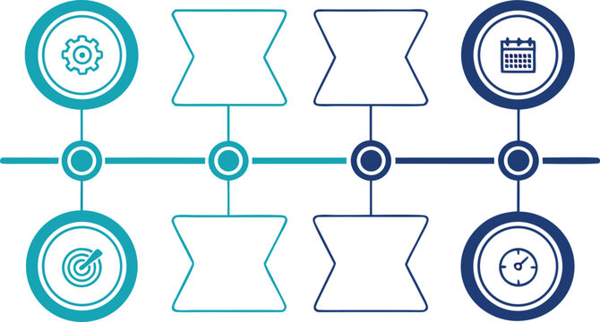 Minimalist timeline stages with process and color-coded tiles