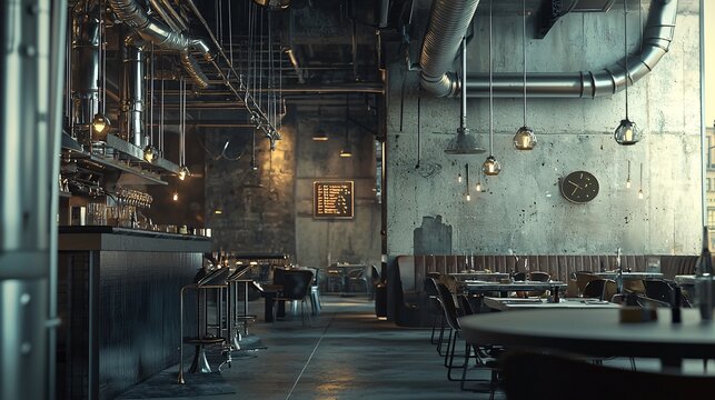 Industrial style bar interior