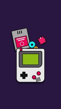Retro Handheld Video Game Console Classic Gadget Play Entertainment Nostalgia Portrait Animation Motion