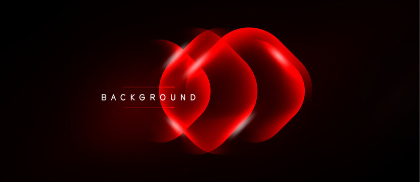 Dark backdrop features vibrant red overlapping circles. Gradient effect creates glowing, dynamic visual impact. Minimalist design, modern aesthetic.