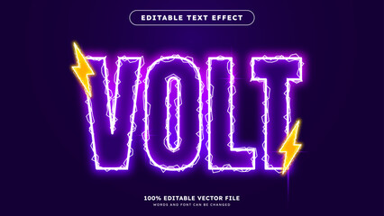 Volt text effect editable electric voltage text style with lightning element © Kaleido