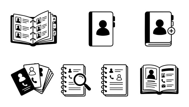 Contact Book Icons, Address Book Graphics, Business Directory Vector Set