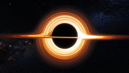 Black Hole in Space with Bright Orange Accretion Disk