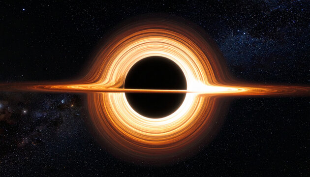 Black Hole in Space with Bright Orange Accretion Disk