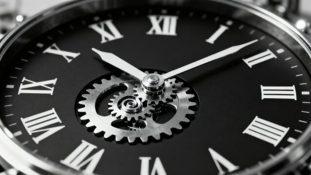 Closeup of a mechanical watch face