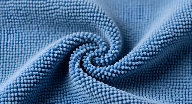 Blue Chenille Fabric Texture Detailed Macro Shot