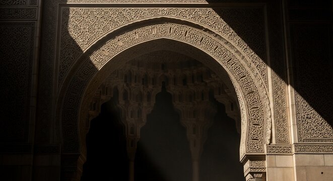 Intricate stone archway with ornate carvings and patterns