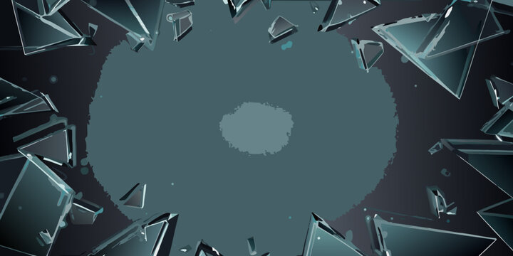 shattered glass explosion abstract vector illustration with dark teal background